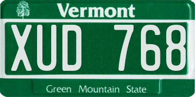 VT license plate XUD768
