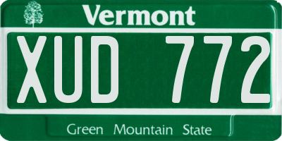 VT license plate XUD772