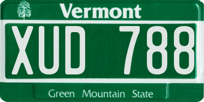 VT license plate XUD788