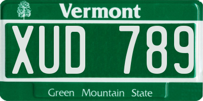 VT license plate XUD789