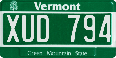 VT license plate XUD794