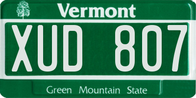 VT license plate XUD807