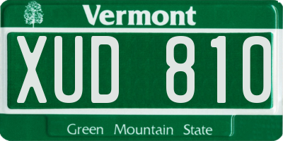VT license plate XUD810