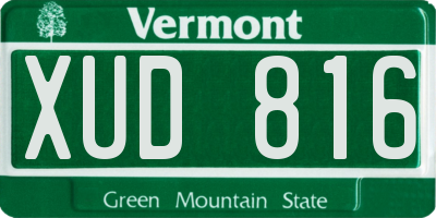VT license plate XUD816