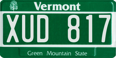VT license plate XUD817