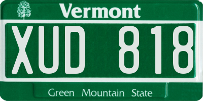 VT license plate XUD818