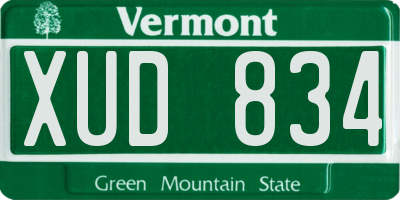 VT license plate XUD834