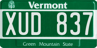 VT license plate XUD837