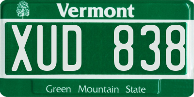 VT license plate XUD838
