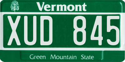VT license plate XUD845