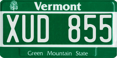 VT license plate XUD855