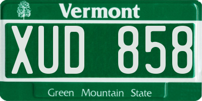 VT license plate XUD858