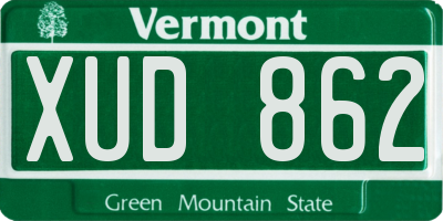 VT license plate XUD862
