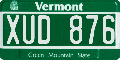 VT license plate XUD876