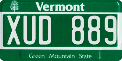 VT license plate XUD889