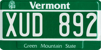 VT license plate XUD892