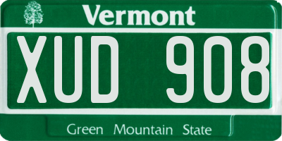 VT license plate XUD908