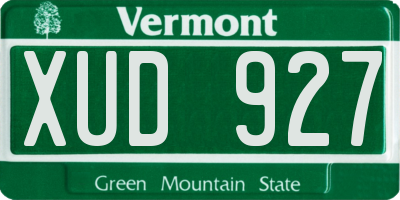 VT license plate XUD927