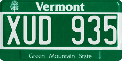 VT license plate XUD935