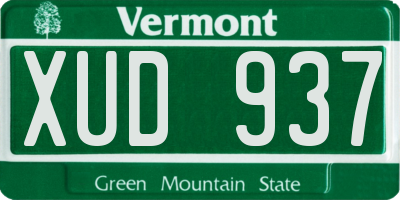 VT license plate XUD937