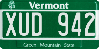 VT license plate XUD942