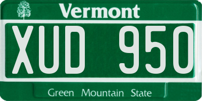 VT license plate XUD950