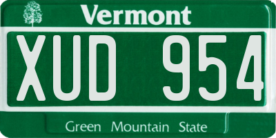 VT license plate XUD954
