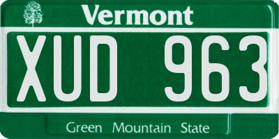 VT license plate XUD963