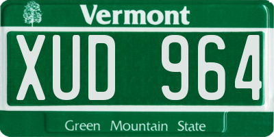 VT license plate XUD964