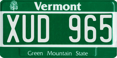 VT license plate XUD965