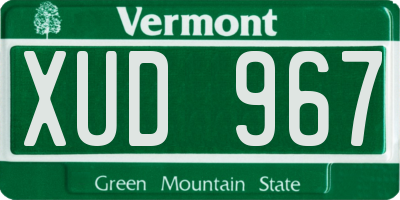 VT license plate XUD967