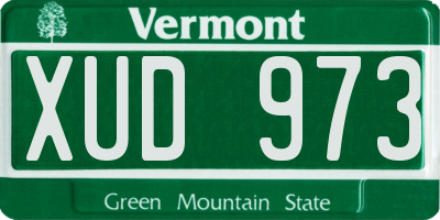 VT license plate XUD973