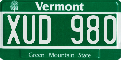 VT license plate XUD980