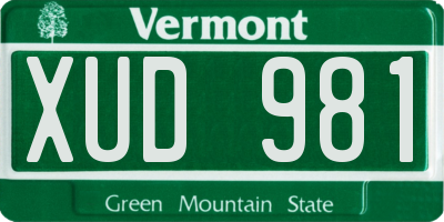VT license plate XUD981