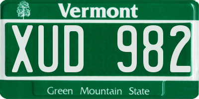 VT license plate XUD982