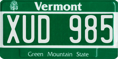 VT license plate XUD985