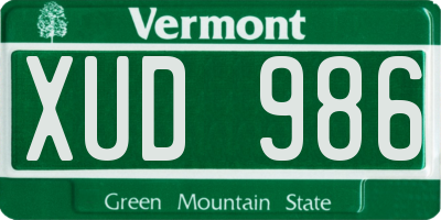 VT license plate XUD986