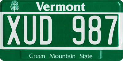VT license plate XUD987