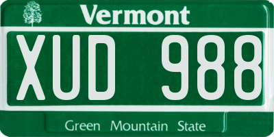 VT license plate XUD988