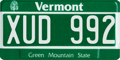 VT license plate XUD992