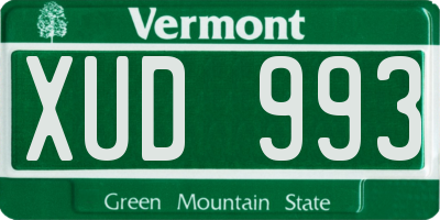 VT license plate XUD993