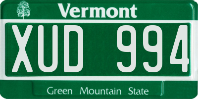 VT license plate XUD994