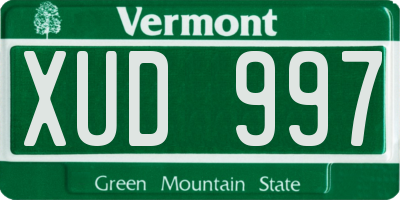 VT license plate XUD997