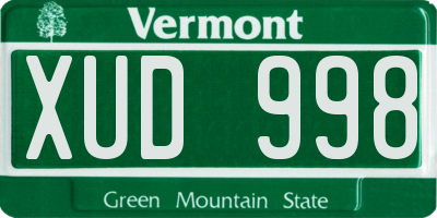 VT license plate XUD998