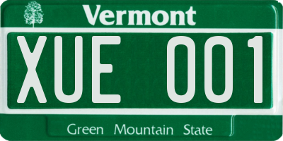 VT license plate XUE001