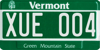 VT license plate XUE004