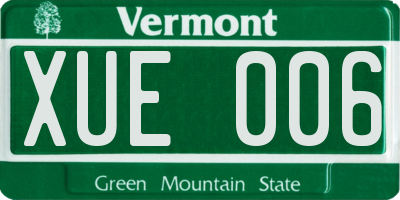 VT license plate XUE006