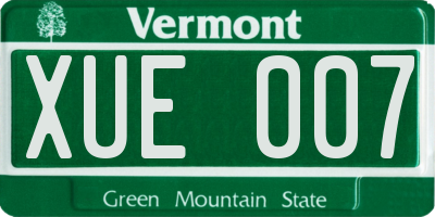 VT license plate XUE007