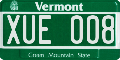 VT license plate XUE008