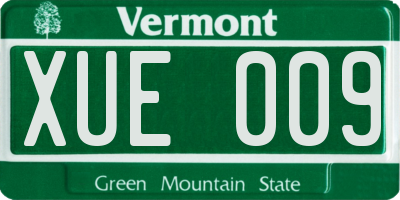 VT license plate XUE009